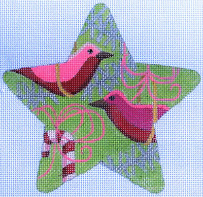 HO737 BIRDS STAR 5 x 5 18 Mesh (stitch guide available)