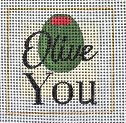 HO2455 Olive You coaster, 4x4, 18 mesh