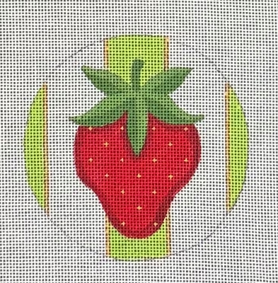 HO2854 STRAWBERRY GREEN STRIPE ROUND ORNAMENT