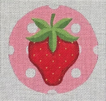 HO2855 STRAWBERRY DOT PINK ROUND ORNAMENT