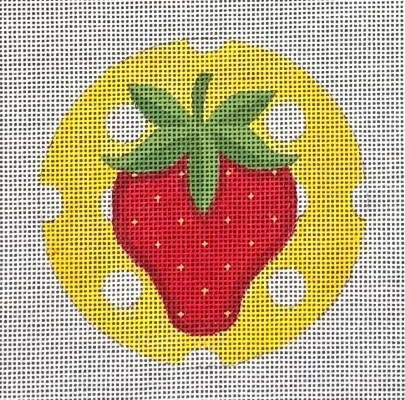 HO2857 STRAWBERRY DOT YELLOW ROUND ORNAMENT