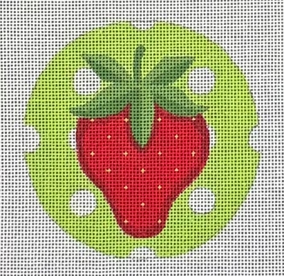 HO2853 STRAWBERRY DOT GREEN ROUND ORNAMENT