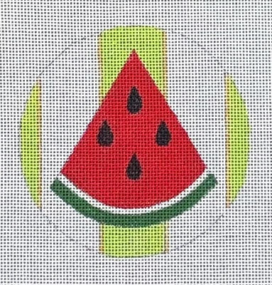 HO2892 MELON GREEN STRIPE RND ORNAMENT