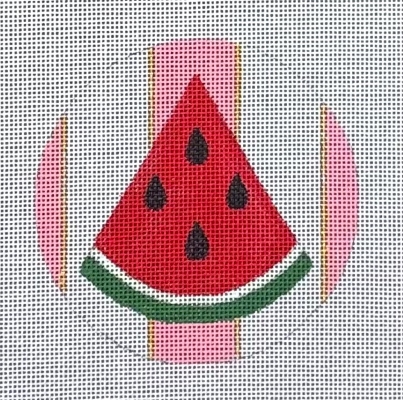 HO2895 MELON PINK STRIPE RND ORNAMENT