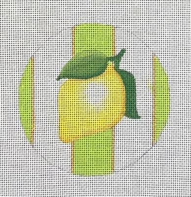 HO2899 LEMON GREEN STRIPE RND ORNAMENT