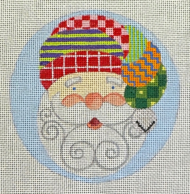 HO2925 SOCK HAT SANTA RND ORNAMENT